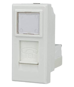 Presa Telefonica Plug Rj11 Bianco Con Coperchio Compatibile Bticino Axolute         