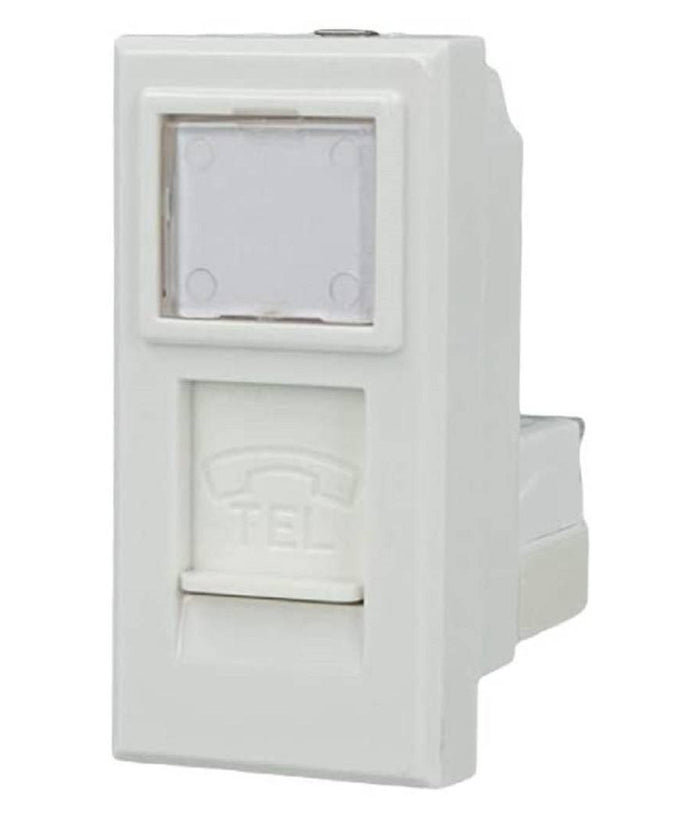 Presa Telefonica Plug Rj11 Bianco Con Coperchio Compatibile Bticino Axolute         