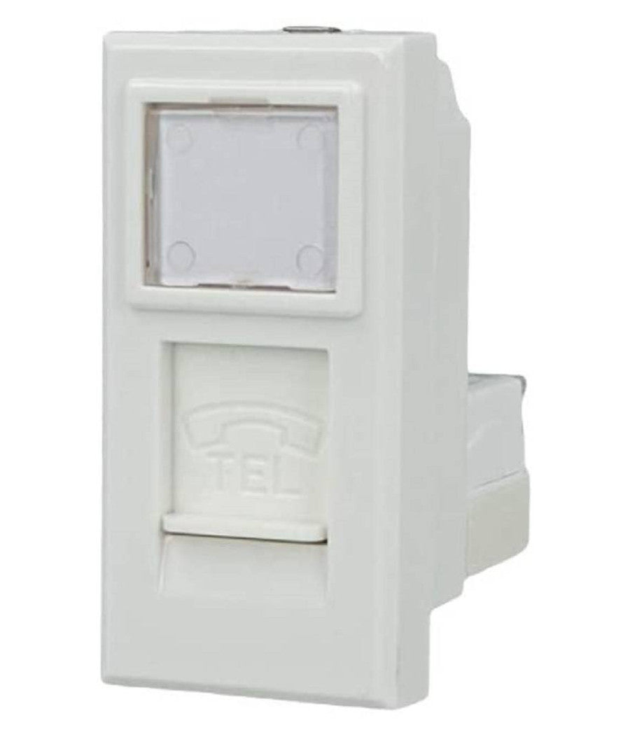Presa Telefonica Plug Rj11 Bianco Con Coperchio Compatibile Bticino Axolute         