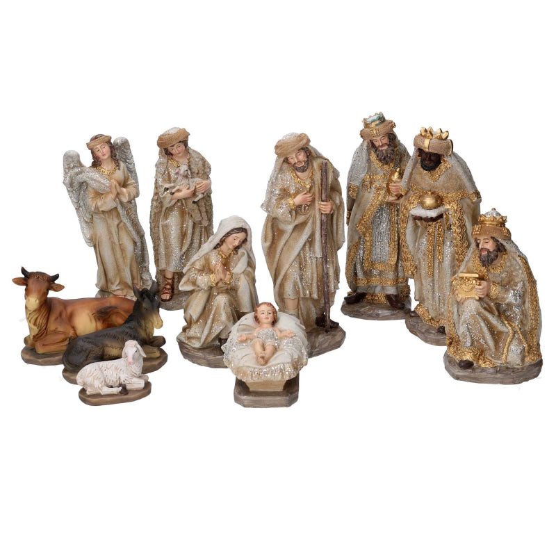 Presepe resina set 11pz oro cmh20