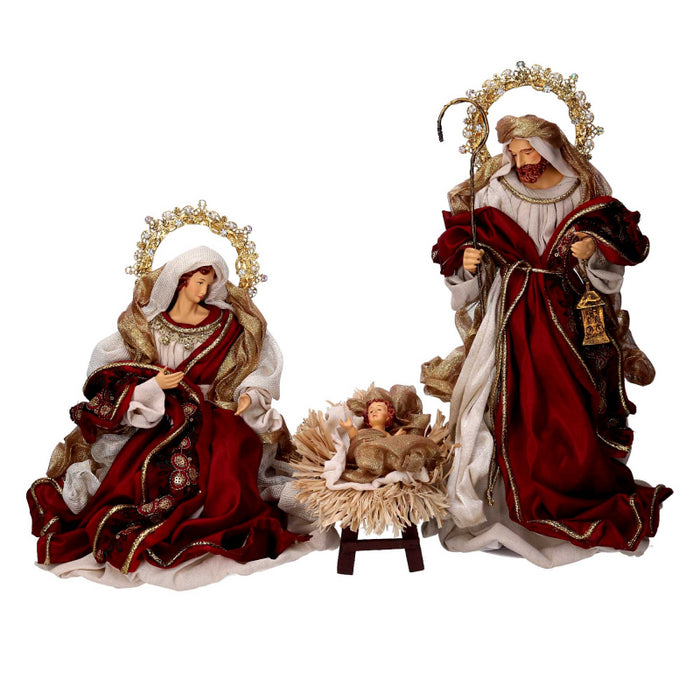 Presepe tessuto bordeaux con re magi cmh35,5