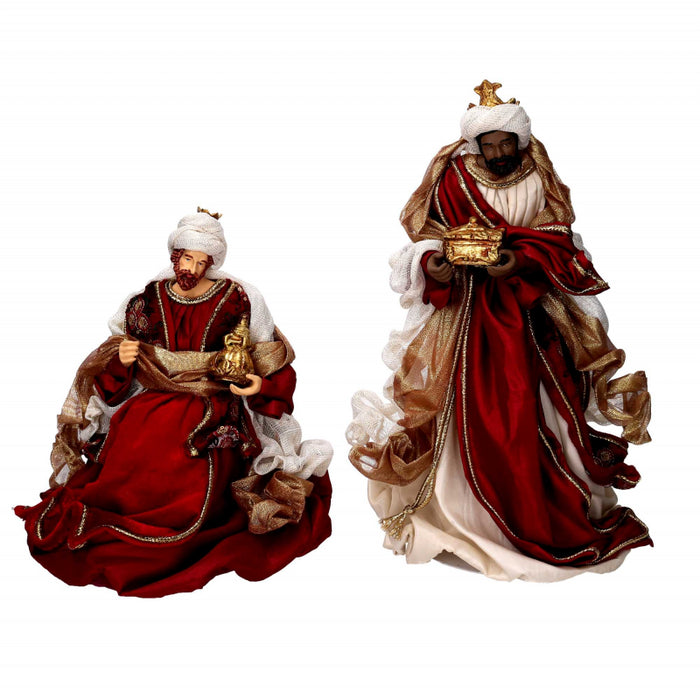 Presepe tessuto bordeaux con re magi cmh35,5