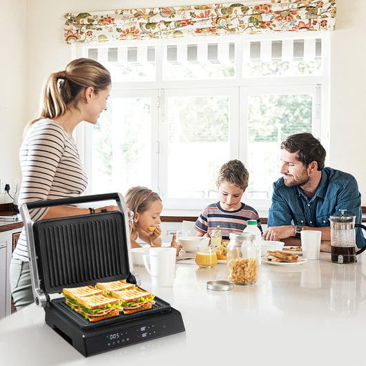 Pressa elettrica per panini 3 in 1 in materiale antiaderente, Piastre per panini a 4 fette rivestite con timer-Piccoli elettrodomestici da cucina