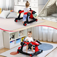 Primi passi 4 in 1 per bambini con altezza e velocit¨¤ regolabili, Primi passi a spinta con carillon con luci Rosso-Primi passi