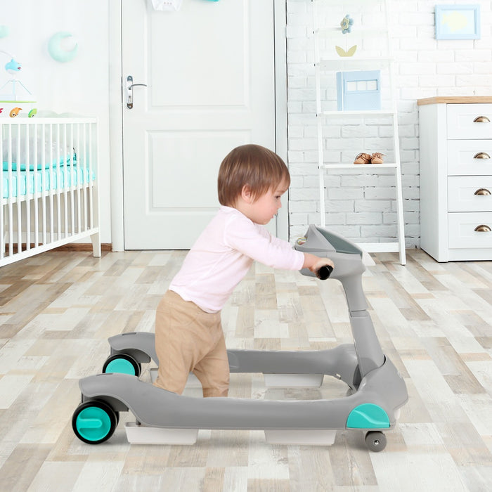 Primi passi 2 in 1 per bambini con cuscino altezza velocit¨¤ regolabili, Primi passi a spinta pieghevole Grigio-Primi passi