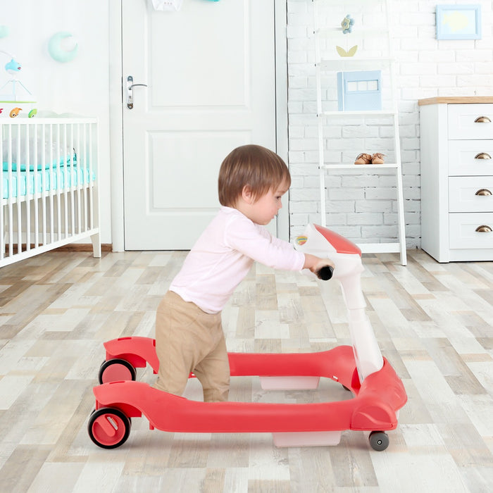 Primi passi 2 in 1 per bambini con cuscino altezza velocit¨¤ regolabili, Primi passi a spinta pieghevole Arancione-Primi passi