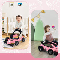 Primi passi 4 in 1 per neonati con altezza e velocit¨¤ regolabili, Primi passi a spinta con carillon con luci Rosa-Primi passi