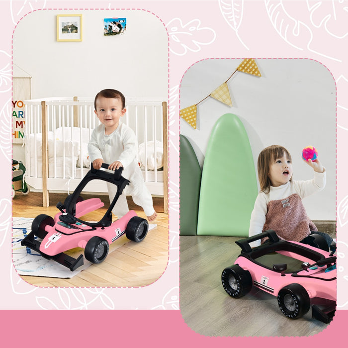 Primi passi 4 in 1 per neonati con altezza e velocit¨¤ regolabili, Primi passi a spinta con carillon con luci Rosa-Primi passi