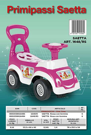 Primipassi Bambina Rosa Primipassi per Bambino Auto Rosa Saetta con Volante e clacson a Soffietto E formine incluse