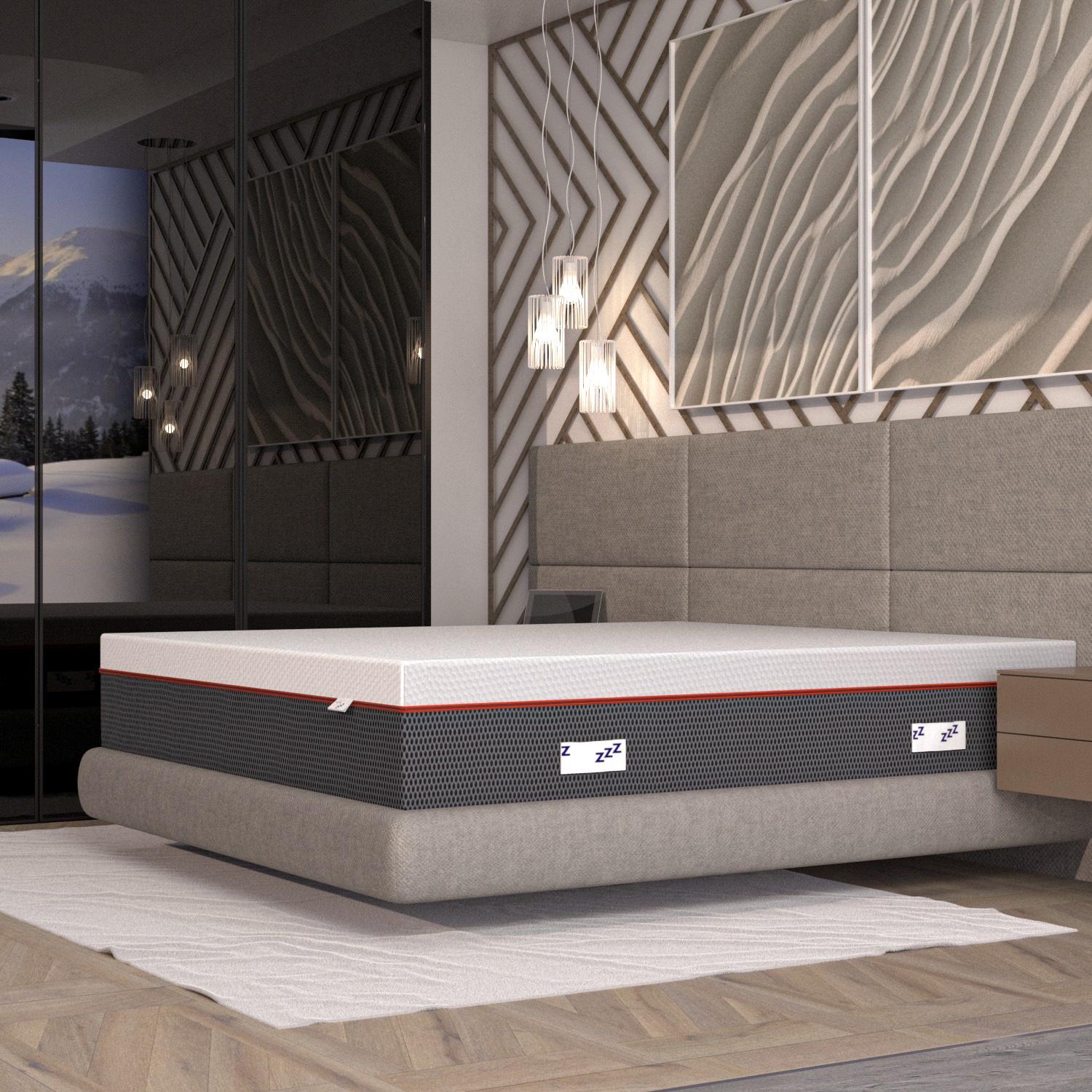 Materasso King Memory foam 190x200; Triplo Strato Stretch; Memory Gel anti-stress; con 7 zone di comfort; ortopedico; "Maragià"
