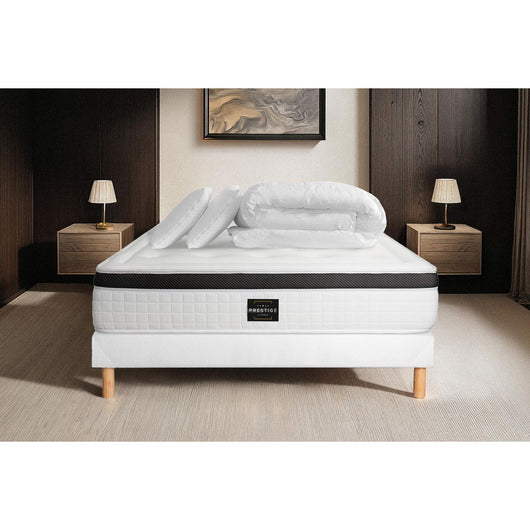 Pacchetto letto completo - Materasso 180x200cm + Box spring con doghe (kit) + 2 cuscini + Piumino - Privilège