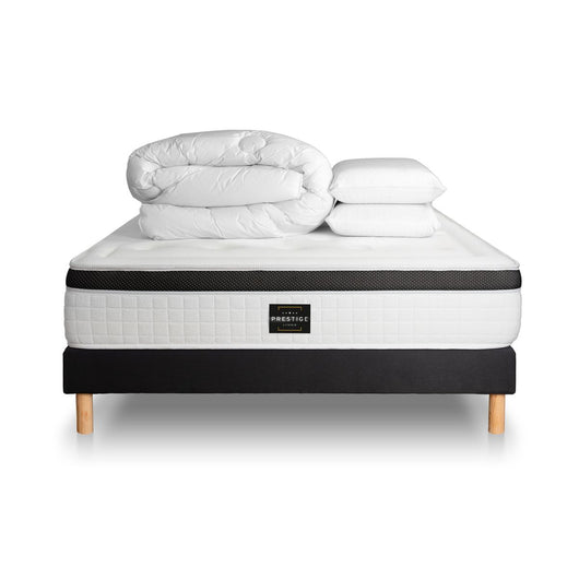 Pacchetto letto completo - Materasso 160x200cm + Box spring con doghe (kit) + 2 cuscini + Piumino - Privilège