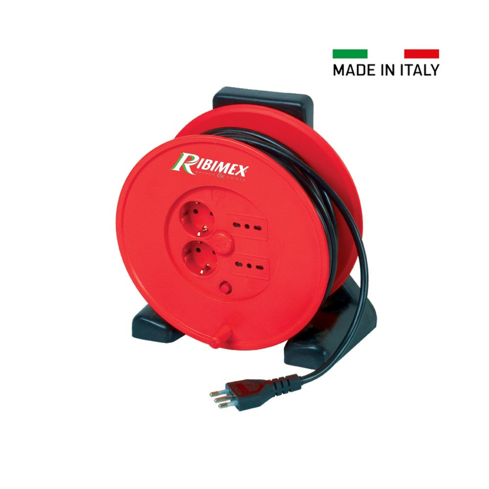AVVOLGICAVO ELETTRICO CAVO 20mt PROLUNGA AVVOLGIBILE 4 PRESE 3100W RIBIMEX