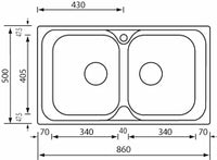 Lavello ATLANTIC 86X50 2 vasche ACCIAIO INOX 010544.X1.01.2016