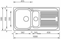 Lavello ATLANTIC 100X50 2 vasche destre+ gocciolatoio ACCIAIO INOX 010545.D1.01.2018