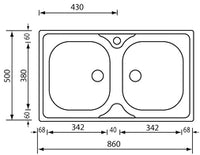 Lavello MONDIAL 86x50 2 vasche ACCIAIO INOX 011554.X1.01.2016