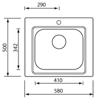 Lavello CINZIA 58x50 1 vasca ACCIAIO INOX 011945.X1.01.2016