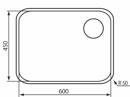 Lavello CINZIA SOTTOTOP 60X45 SX R50  1 vasca sinistra ACCIAIO INOX 011959.S0.01.2016