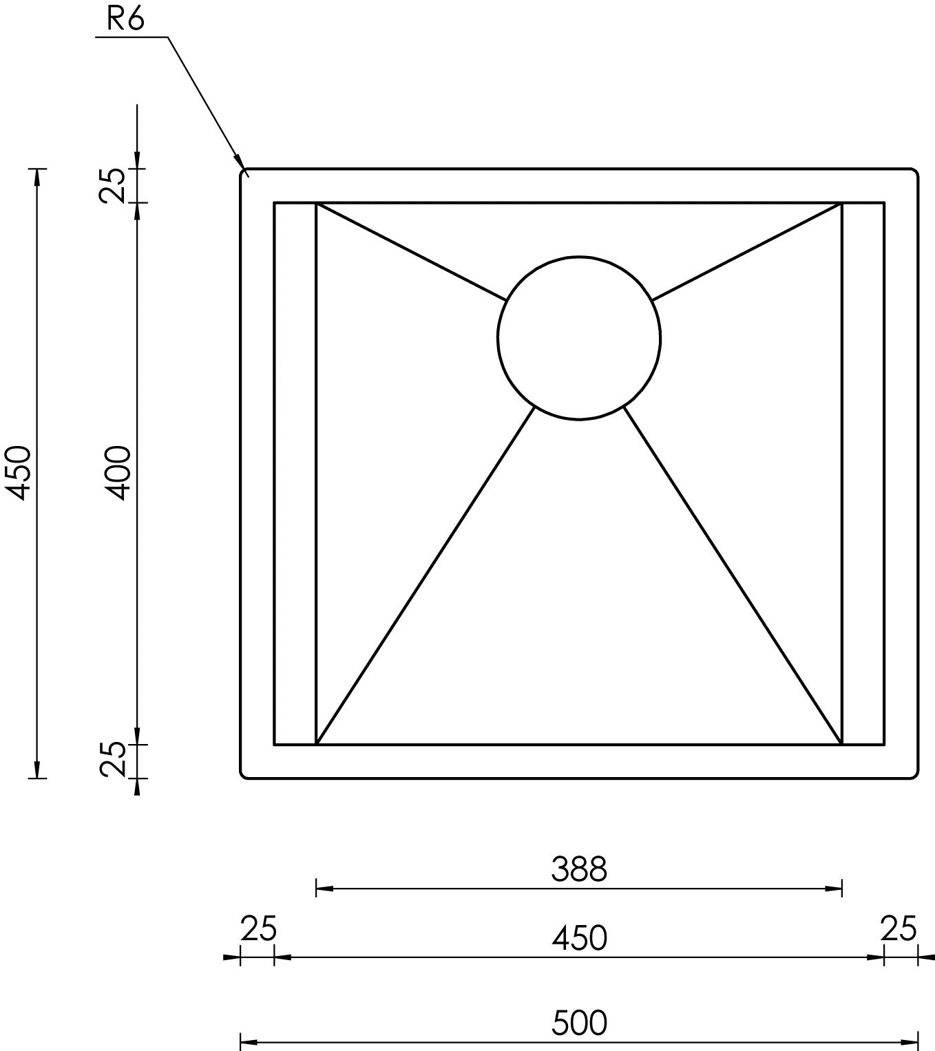 LavelloFOCUS 3" 1 vasca ACCIAIO INOX INCASSO SLIM 50X45 prof. 19 015206.X0.01.2018