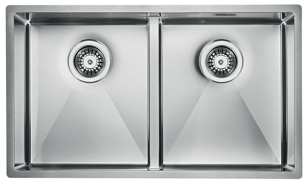 Lavello ZEFFIRO F3" 2 vasche  ACCIAIO INOX, incasso SLIM - SOTTOTOP - FILOTOP 74,5X44  prof. 19 012082.X0.01.2022