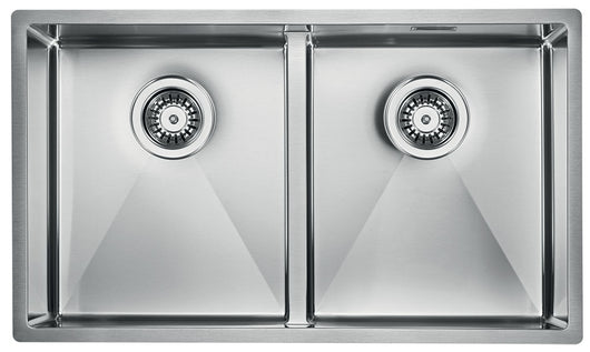 Lavello ZEFFIRO F3" 2 vasche  ACCIAIO INOX, incasso SLIM - SOTTOTOP - FILOTOP 74,5X44  prof. 19 012082.X0.01.2022