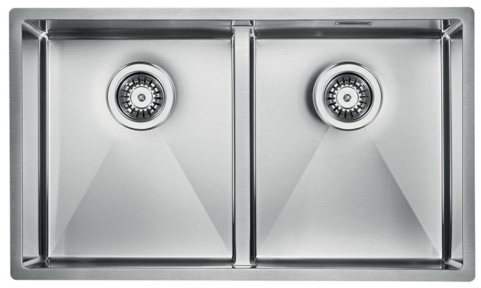 Lavello ZEFFIRO F3" 2 vasche  ACCIAIO INOX, incasso SLIM - SOTTOTOP - FILOTOP 74,5X44  prof. 19 012082.X0.01.2022