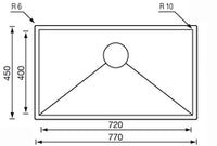Lavello FILORAGGIATO 77X45X19 1 vasca ACCIAIO INOX 012026.X0.01.2018