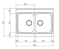 Lavello ROSSANA appoggio 80X60 2 vasche ACCIAIO INOX 031132.X1.01.2009
