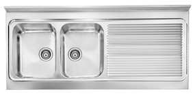 Lavello ROSSANA appoggio 135X60 2 vasche sinistre+ gocciolatoio ACCIAIO INOX 031138.S1.01.2009