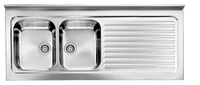 Lavello ROSSANA appoggio 150X60 2 vasche sinistre+ gocciolatoio ACCIAIO INOX 031139.S1.01.2009
