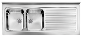 Lavello ROSSANA appoggio 150X60 2 vasche sinistre+ gocciolatoio ACCIAIO INOX 031139.S1.01.2009