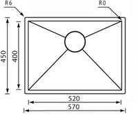 Lavello FILOQUADRA 57X45X19 1 vasca ACCIAIO INOX 011928.X0.01.2018