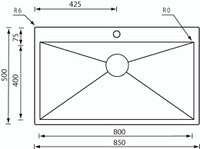 Lavello FILOQUADRA MIX 85X50X19  1 vasca ACCIAIO INOX 012940.X1.01.2018