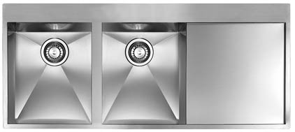 Lavello FILOQUADRA MIX 116X50  2 vasche destre+ gocciolatoio ACCIAIO INOX 012963.D2.01.2033