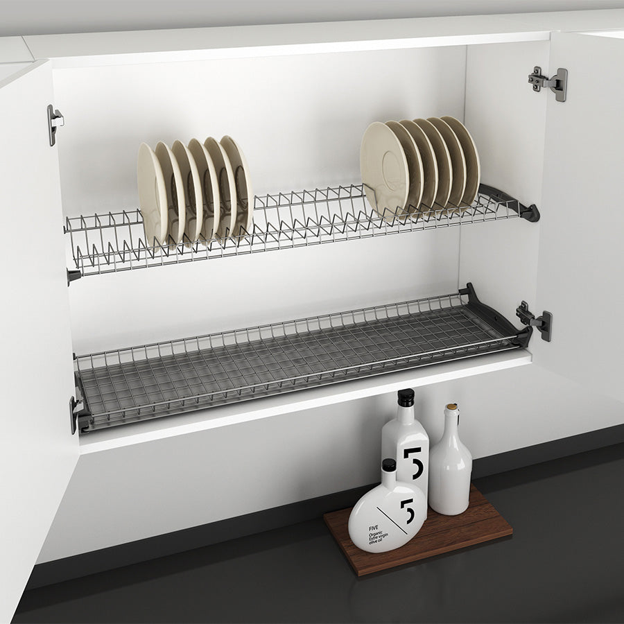 Kit Scolapiatti Plastificato Grigio Per Mobile Da 600 Mm