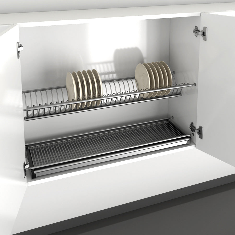 Kit Scolapiatti In Acciaio Stampato Per Mobile Da 900 Mm Dim. Int. 845-870 Mm