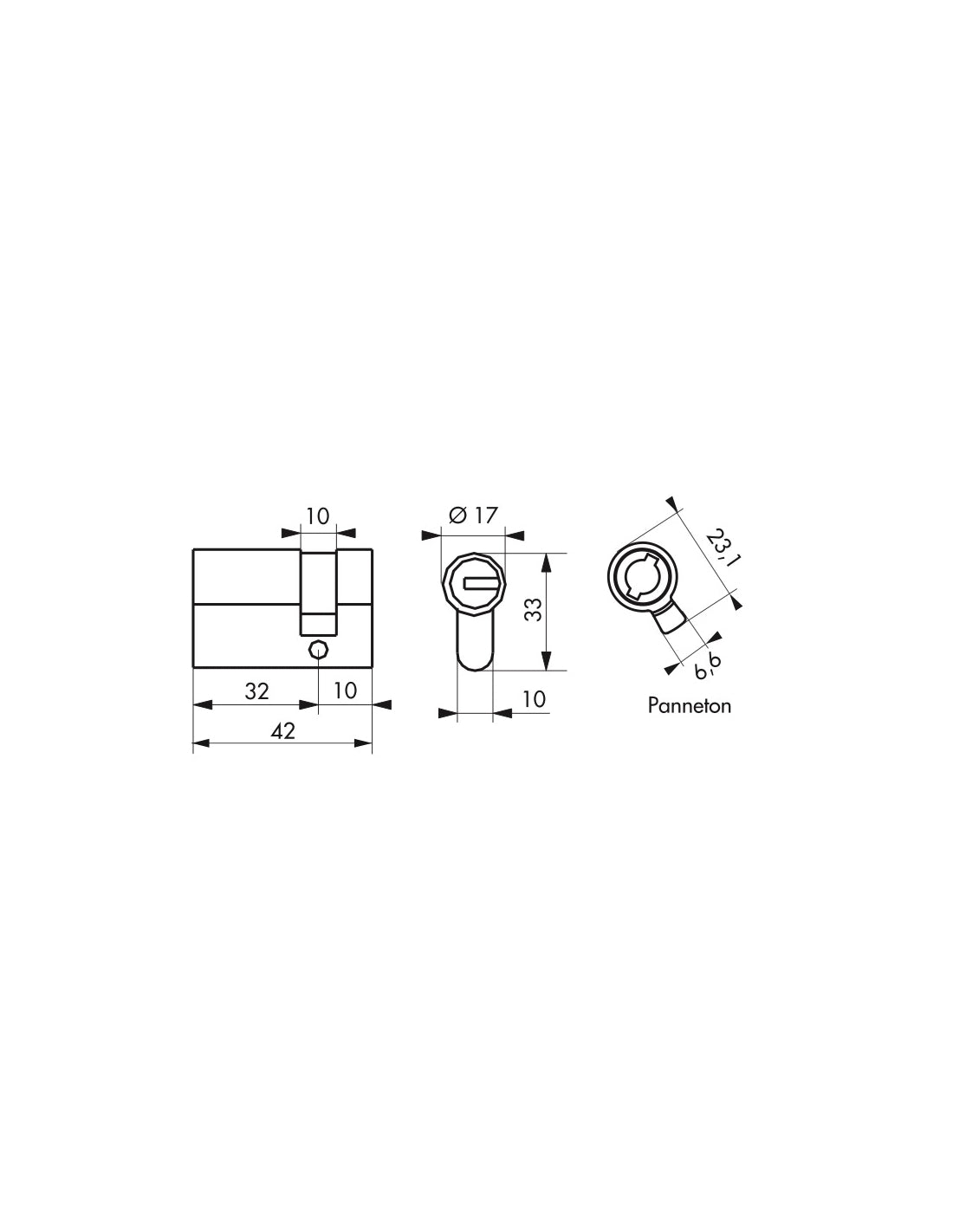 Mezzo Cilindro europeo Federal S - 30X10mm  nichel, anti-sfilamento, anti-perforazione, 5 chiavi reversibili - THIRARD