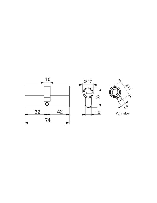 Cilindro europeo Federal S - 30X40mm  nichel, anti-sfilamento, anti-perforazione, 5 chiavi reversibili - THIRARD