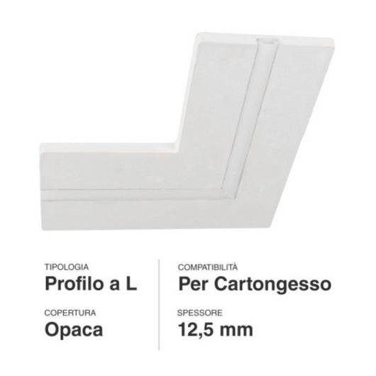 Profilo a L in alluminio integrato per strisce LED nel cartongesso a scomparsa