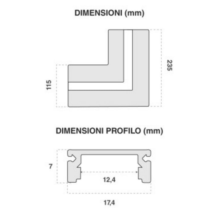 Profilo a L in alluminio integrato per strisce LED nel cartongesso a scomparsa