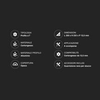 Profilo a T in alluminio integrato per strisce LED nel cartongesso a scomparsa