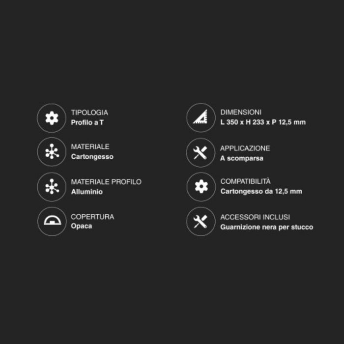 Profilo a T in alluminio integrato per strisce LED nel cartongesso a scomparsa
