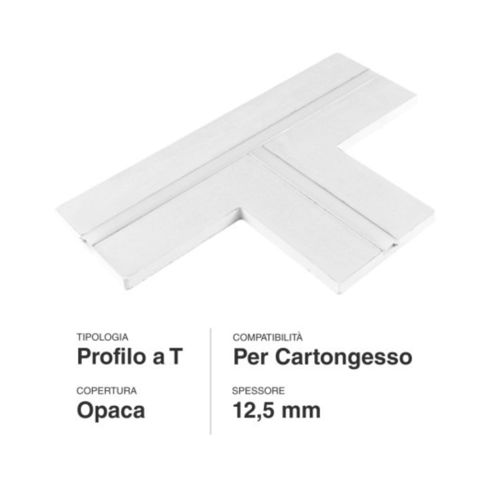 Profilo a T in alluminio integrato per strisce LED nel cartongesso a scomparsa