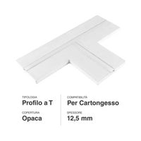 Profilo a T in alluminio integrato per strisce LED nel cartongesso a scomparsa