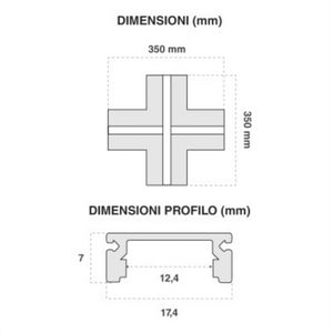 Profilo a X in alluminio integrato per strisce LED nel cartongesso a scomparsa