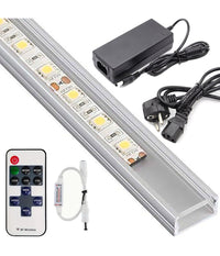 Profilo Barra Alluminio Impermeabile 1 Metro A 72 Led + Alimentatore + Dimmer  -bianco Caldo -smd 5630-copertura Opaca    -