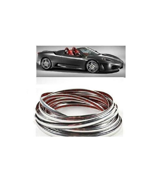 Profilo Cromato Fascia Adesiva Adesivo Auto Camper 15 Metri 8 Mm Impermeabile         