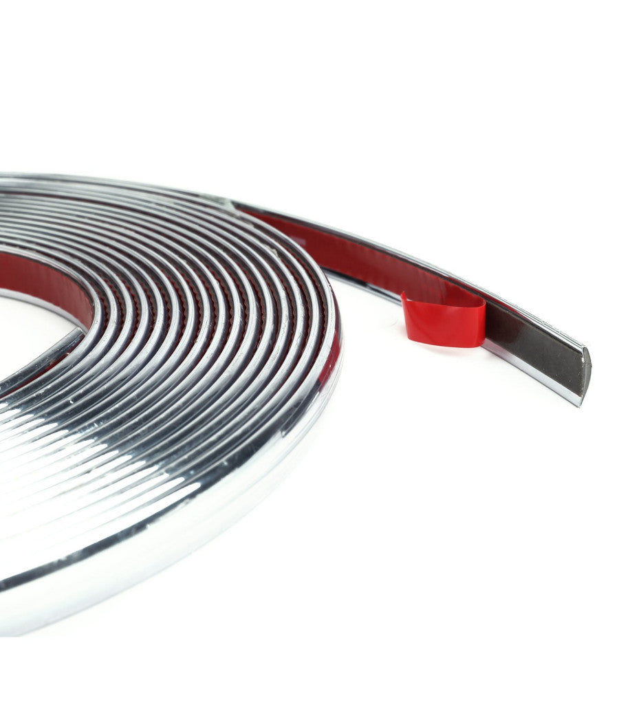 Profilo Cromato Fascia Adesiva Adesivo Auto Camper 6 Metri 10 Mm Impermeabile         