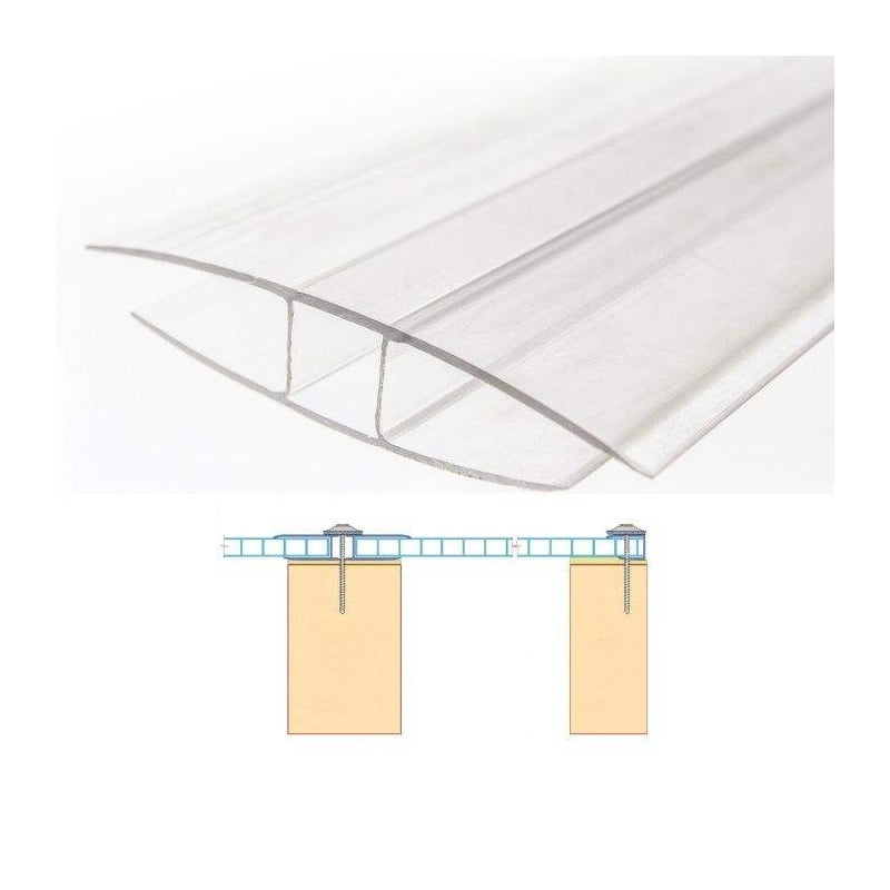 Profilo di Giunzione H Trasparente per Lastre 10 mm Lunghezza 2000 mm