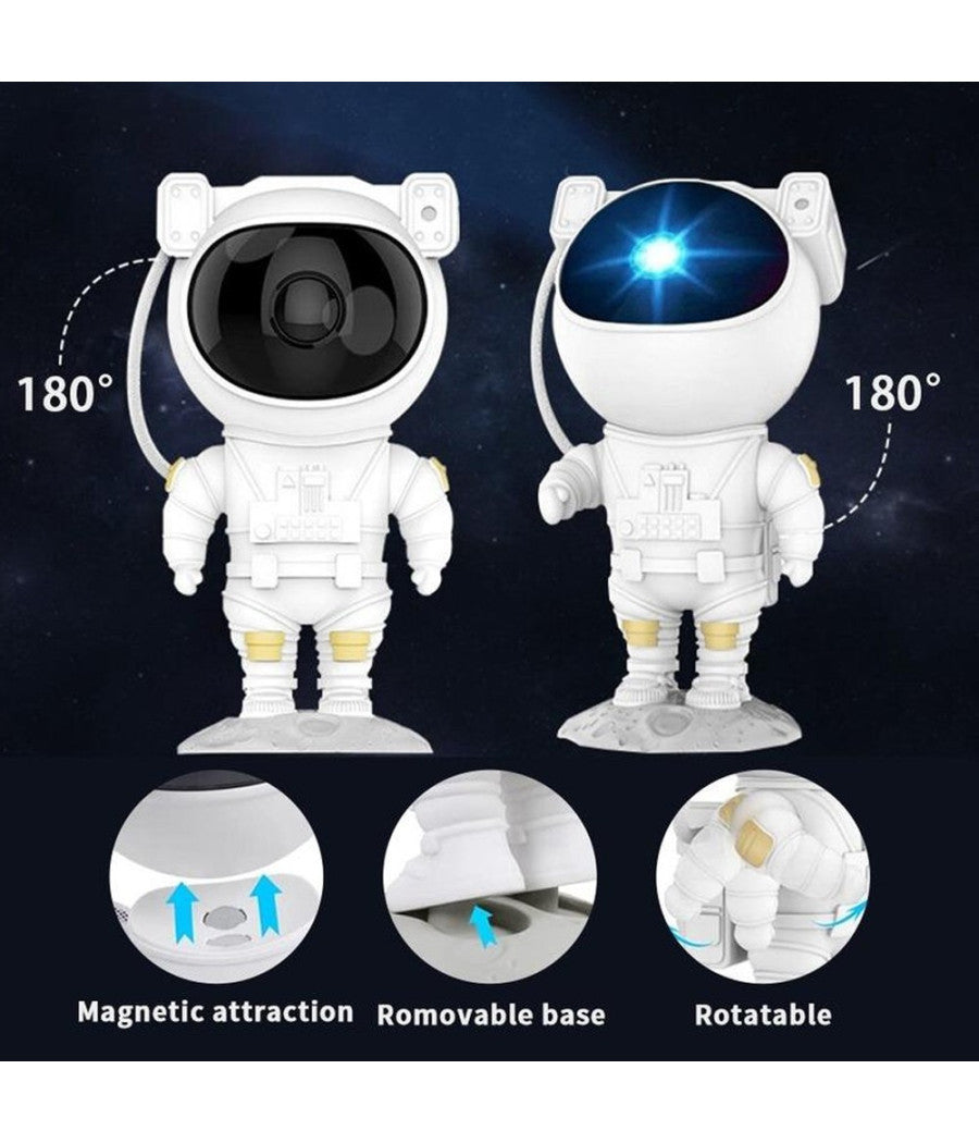 Proiettore Di Stelle E Galassie Astronauta Luce Notturna Con Effetti Planisfero         